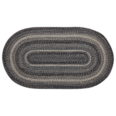 Sawyer Mill Black White Jute Braided Oval Rug with Rug Pad 27x48